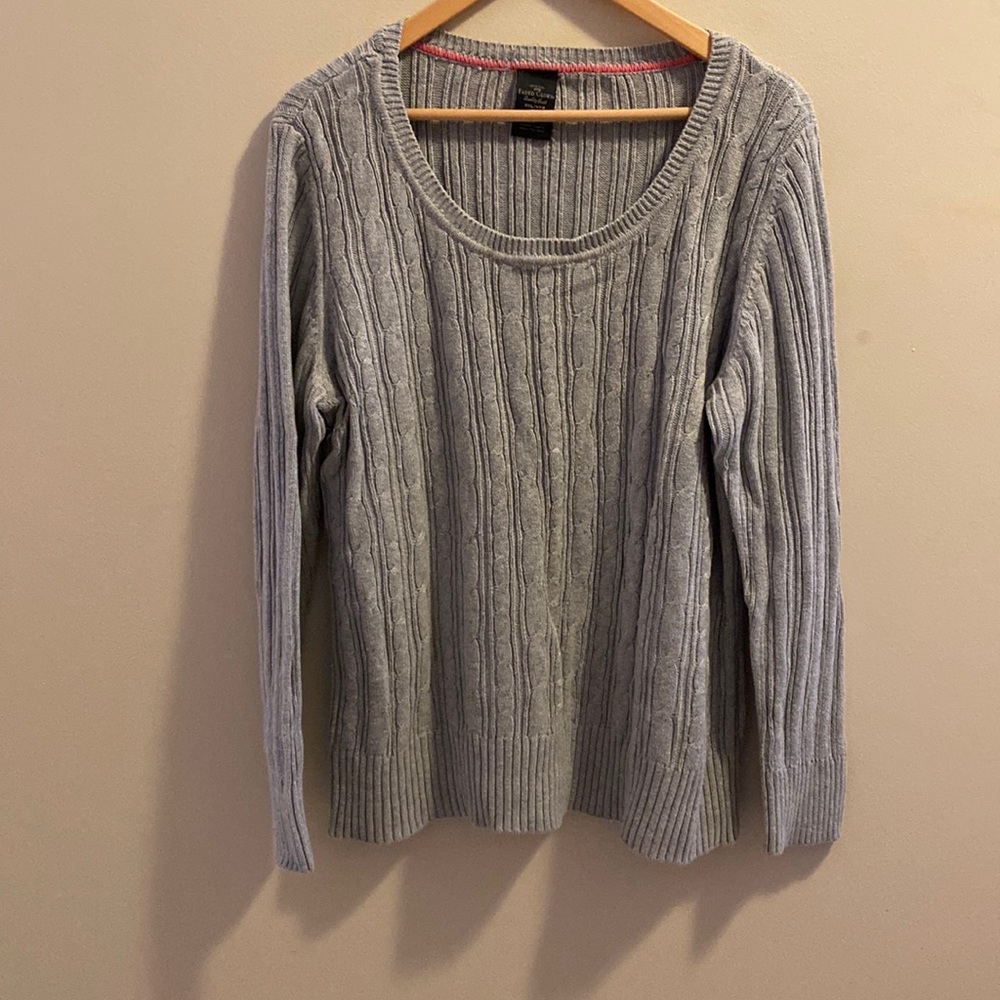 Grey plus size organic cotton sweater.